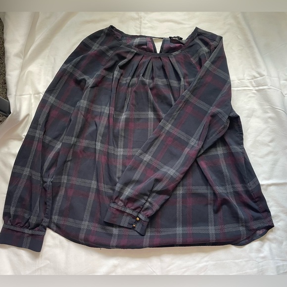 The Limited Tops - Plaid Long Sleeve Blouse